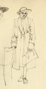 Stående kvinne i hatt, 1953. av Shirley Markham