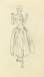 Kvinne i kjole med smal midje, c1952. av Shirley Markham