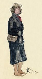Kvinne i strømpefot, 1953.