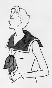 Kvinne med sjømannstopp, c1950. av Shirley Markham