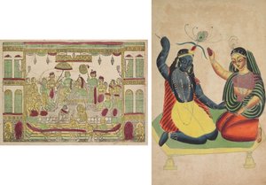 Rama og Sita i Royal Palace (recto); Radha og Krishna (verso)
