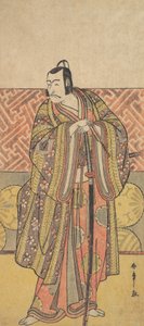 Ichikawa Danjuro V som Kudo Suketsune, Richly Attired, Leaning on His Sword, sent på 1700-tallet. av Shunsho