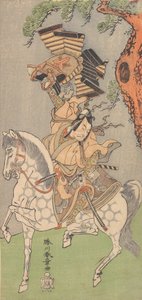 Ichikawa Danjuro V som en kriger montert på en dapple grå hest, 1771. av Shunsho