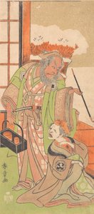Scene fra andre akt av dramaet Kawaranu Hana Sakae Hachinoki, 12. måned, 1769. av Shunsho