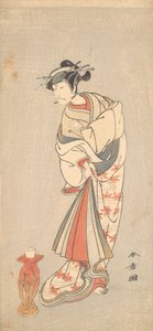 Skuespilleren Ichikawa Danjuro V i rollen som en kvinne, 1772. av Shunsho