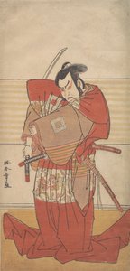 Skuespilleren Ishikawa Danjuro V utfører en Shibaroku-akt med et trukket sverd i hånden..., ca. 1781. av Shunsho