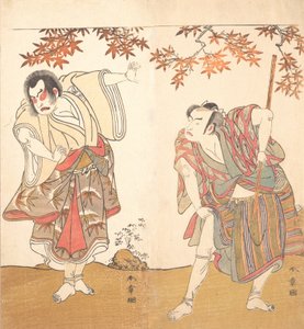 Skuespillerne Ichimura Uzaemon og Arashi Sangoro, ca. 1773. av Shunsho