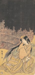 Den tredje Segawa Kikunojo som kvinne i hukende stilling, 1778. av Shunsho