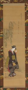 Kvinne under et piletre, 1700-tallet. av Shunsho