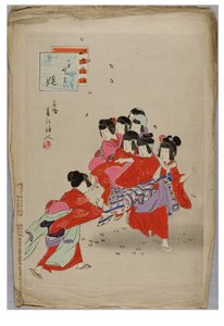 Jomfrudans fra serien The Customs and Manners of Children, ca. 1896-1897 (treblokk på papir) av Shuntei Miyagawa