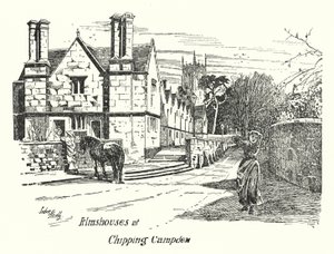 Almshus ved Chipping Campden (gravering) av Sidney Heath