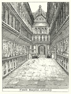 Ford's Hospital, Coventry (gravering) av Sidney Heath