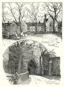Sherburn Hospital, Durham (gravering) av Sidney Heath