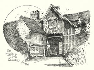 Hospital of S John, Canterbury (gravering) av Sidney Heath