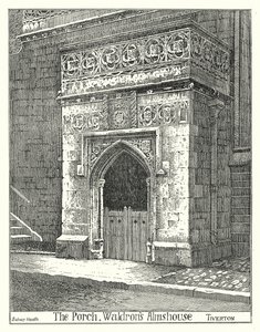 The Porch, Waldron's Almshouse, Tiverton (gravering)