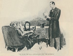 Han brøt seglet og kikket over innholdet, 1892 av Sidney Paget