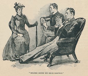 Holmes ristet alvorlig på hodet, 1892 av Sidney Paget