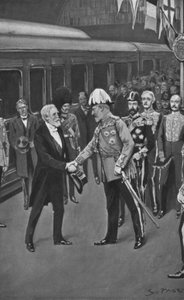 Kong Edward ønsker president Loubet velkommen, 6. juli 1903 av Sidney Paget
