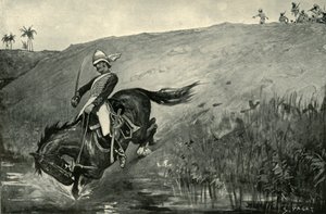 Narrow Escape of Lieutenant Roberts mens han ble forfulgt av innfødte nær Lucknow, 1901. av Sidney Paget