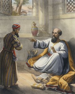 Elisa og Gehazi (farget gravering) av Siegfried Detler Bendixen