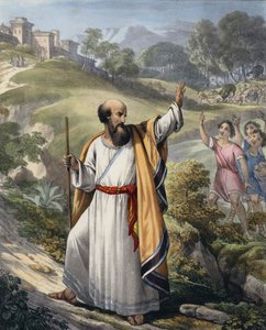 Små barn håner Elisha (farget gravering) av Siegfried Detler Bendixen