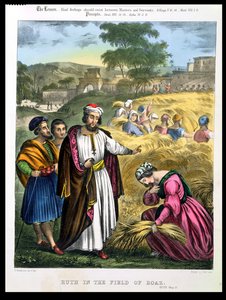 Ruth in the Field of Boaz, fra en bibel trykt av Edward Gover, 1870-tallet