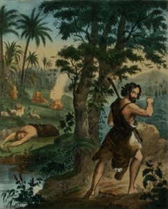Mordet på Abel, fra en bibel trykt av Edward Gover av Siegfried Detler Bendixen