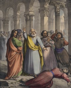 Ananias død (farget gravering) av Siegfried Detler Bendixen