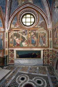 Fødselen og tilbedelsen til Magi Fresco School of Siena. 1300-tallet. Jomfruens kapell. Klosteret Saint Benedetto (Sacro Speco), Subiaco (Roma), Italia