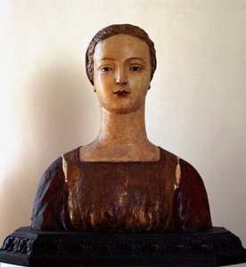 Ung dame (polykrom treskulptur av Sienese School