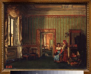 Interiør i huset til prins Alexander Galitzine (Golitsyn) (1723-1804) i Roma (Italia). Maleri av Sylvester Feodosiyevich Shchedrin (Sylvester Shchedrin) (1791-1830), olje på lerret