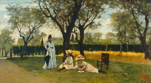 I villaen til Poggio Piano, av Silvestro Lega (1826-1895), olje på panel, 34x60,5 cm