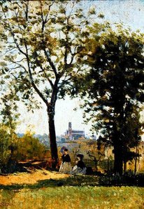Mount of the Crosses (olje på lerret) av Silvestro Lega