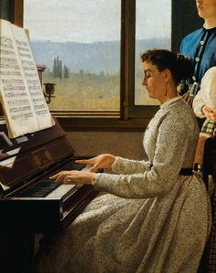 Stærens sang, av Silvestro Lega (1826-1895), olje på lerret, detalj av Silvestro Lega