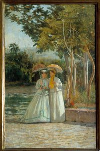 Walk in the Garden-maleri av Silvestro Lega (18126-1895) Firenze fra 1800-tallet, museum for moderne kunst av Silvestro Lega