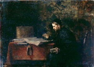Forsker i sin studie (olje om bord) av Simeon Buchbinder