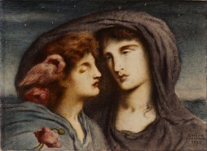 Natt ser på søvnen hennes elskede barn (II) av Simeon Solomon