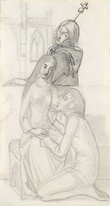 Romeo og Julie, med Friar Lawrence (blyant, penn og blekk på papir) av Simeon Solomon