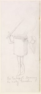 Sir Galipot som bærer den hellige vellingen, ca. 1855-59 (blyant på papir) av Simeon Solomon