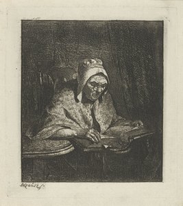 Leser gammel kvinne av Simon Andreas Krausz