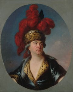 Portrett av Henri-Louis Lekain 1728-1778 som Genghis Khan i stykket ..., slutten av 1750-årene. av Simon Bernard Lenoir