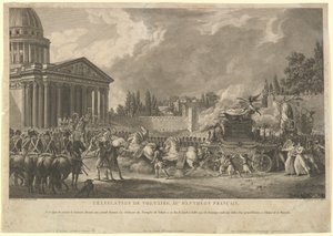 Oversettelse av Voltaire i det franske Pantheon, 1817. av Simon Charles Miger