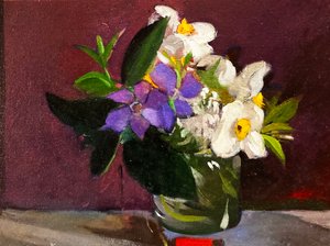 Julies blomster (olje på lerret) av Simon Fletcher