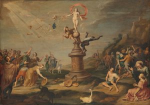 Gudinnen Fortuna skjenker sine gaver av Simon Flocquet (attributed to)
