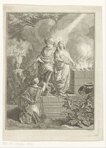Allegorisk tittelside med patriark Abraham og sannhet Tittelside for: Arnold Hoogvliet, patriarken Abraham, i XII Boeken, s.a.