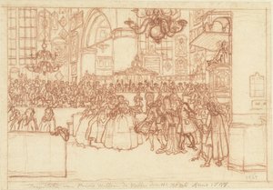 Dåp av prins William V, 1748 Dåp av prins Willem de Vyfde 11. april anno 1748 (tittel på objekt) av Simon Fokke