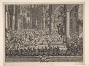 Ekteskap av Karel Christian van Nassau-Weilburg med prinsesse Carolina, 1760 Skildringen av den høytidelige bryllupsseremonien til (...) prins van Nassau Weilburg med (...) Carolina van Oranje & Nassau fant sted onsdag 5. mars 1760 i Groote Kerk in 