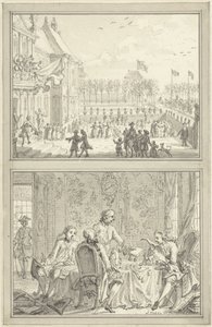 Honselaarsdijk-palasset skifter eier / Salg av de prøyssiske herredømmene til Anna van Hannover, 1754 av Simon Fokke