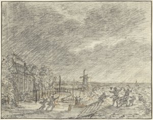 Kraftig storm og flom ved Halfweg, 15. november 1775 av Simon Fokke