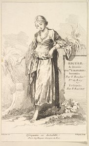 Afrikansk kvinne i negligé, fra Samling av ulike utenlandske figurer Oppfunnet av..., 1700-tallet. av Simon Francois Ravenet